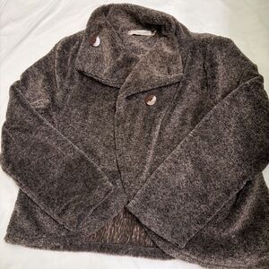 True Grit Cozy Faux Fur Shawl Collar‎ Jacket Brown Women's Size Medium